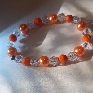 Elegant Orange and Clear Beaded Bracelet